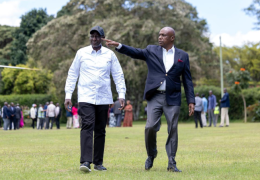 A file image of President William Ruto and KANU leader Gideon Moi.